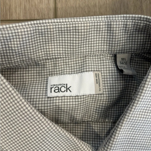 Nordstrom Rack Men’s Check Grey Long Sleeve Button Up Shirt 18.5 36/37 - Picture 3 of 7
